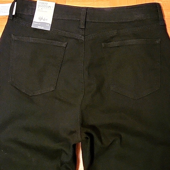 NEW Style&Co Black Stretch Denim Curvy Boot-Cut Jeans, 12 LONG - Picture 11 of 16